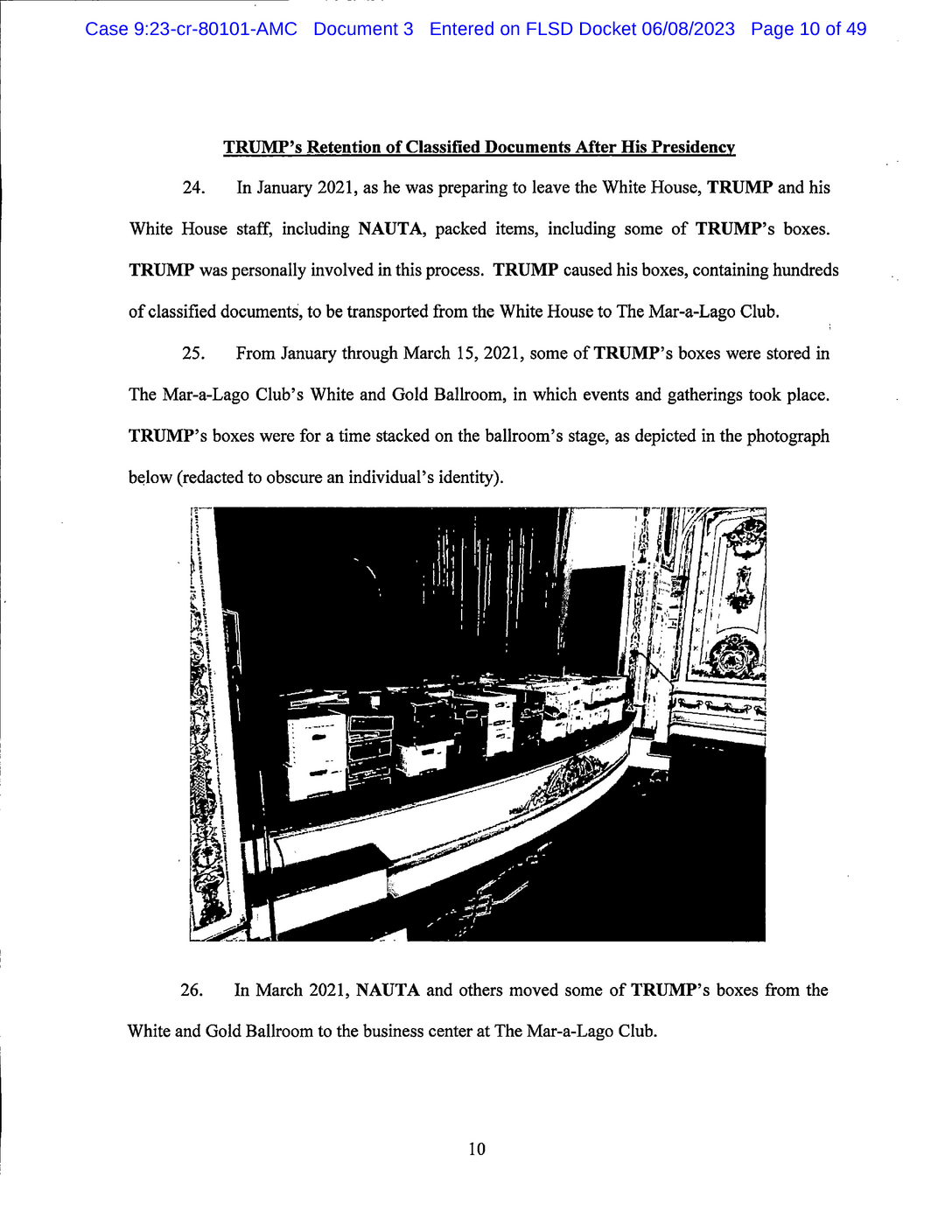 Page 10 of Donald Trump Classified Documents Indictment PDF document.