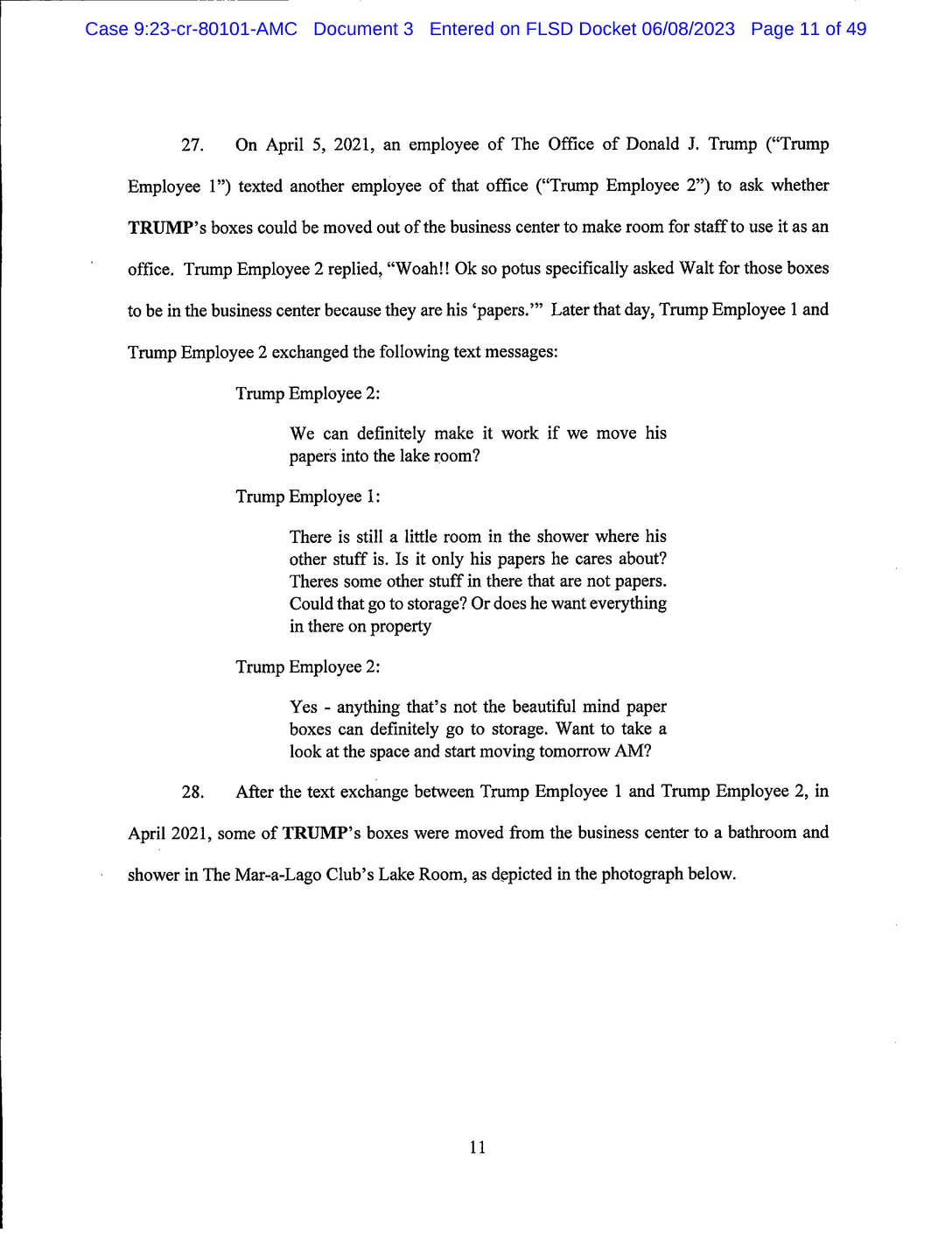 Page 11 of Donald Trump Classified Documents Indictment PDF document.