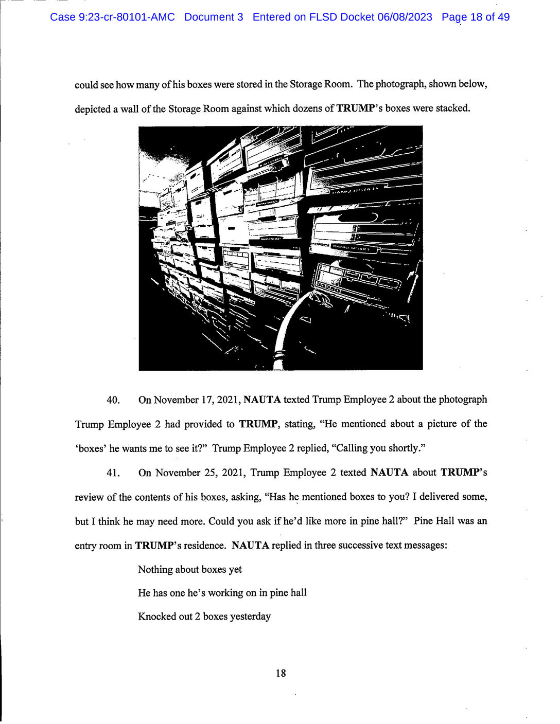Page 18 of Donald Trump Classified Documents Indictment PDF document.