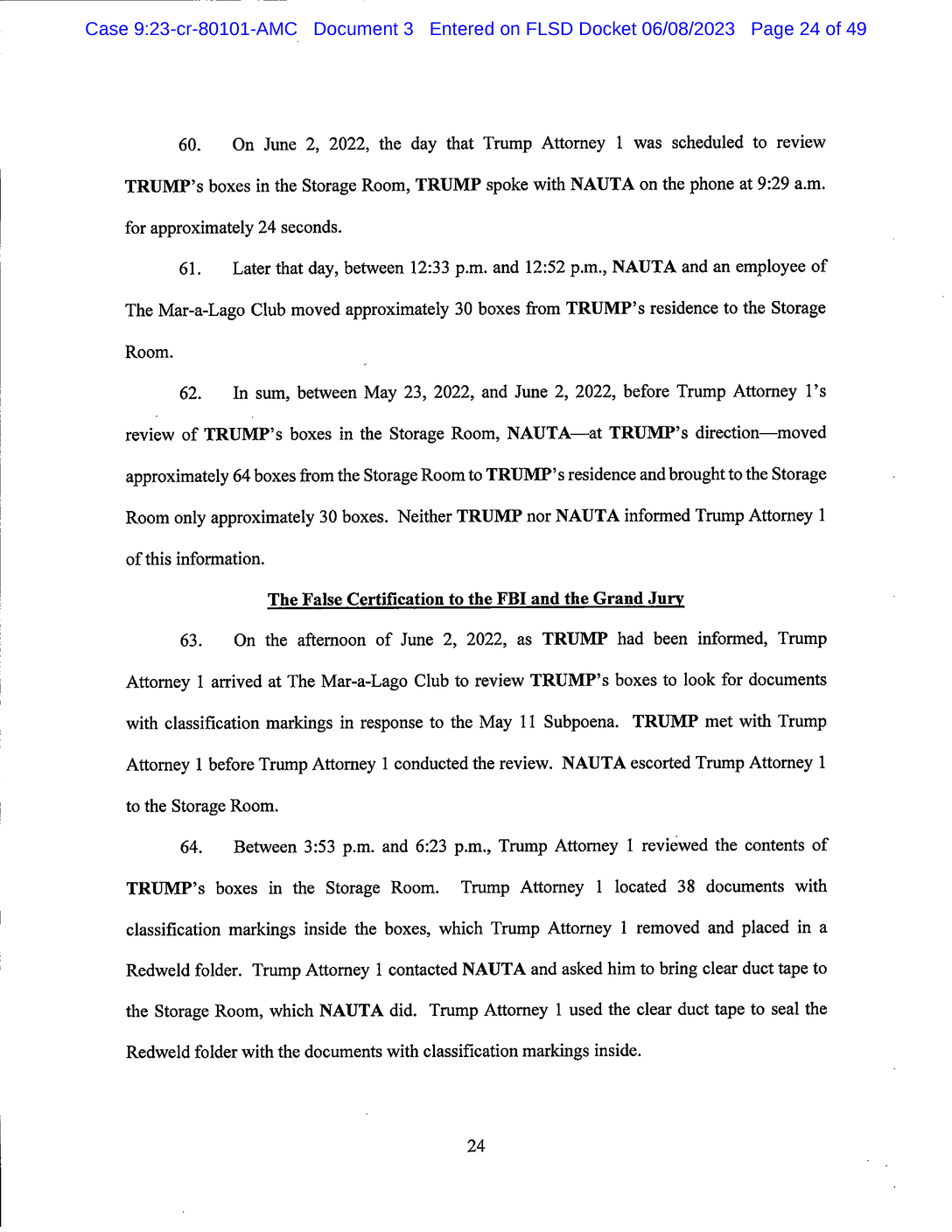 Page 24 of Donald Trump Classified Documents Indictment PDF document.