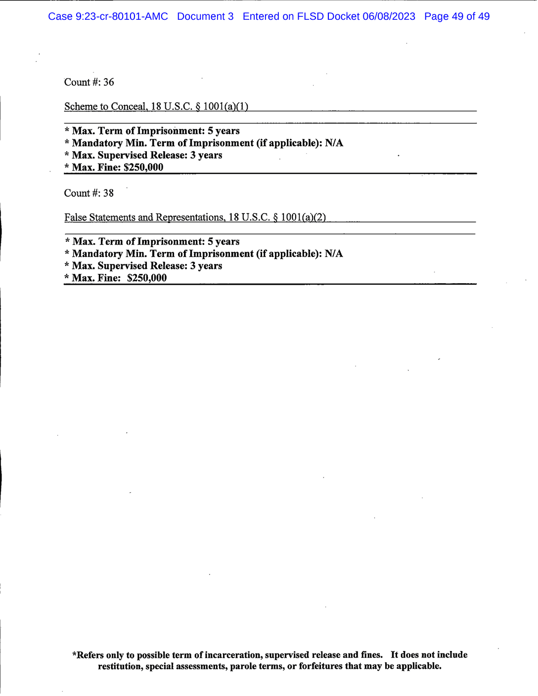 Page 49 of Donald Trump Classified Documents Indictment PDF document.